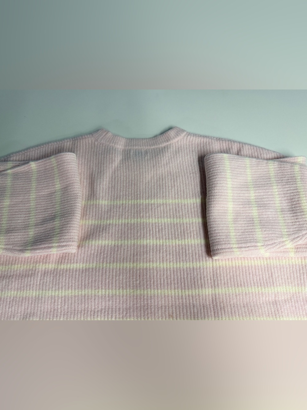 a new day Light Pink and Cream Striped Crewneck Sweater with Red Bow - Picture 6 of 6